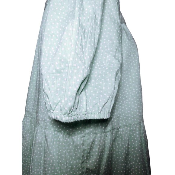 Ann Taylor Loft Polka Dot Lagenlook Top Size M Crotchet Lace Trim Peasant Green - Picture 5 of 7